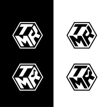 set of TMR logo with music icon, simple music audio logo set