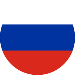 Simple icon of russian flag in round or circle shape on transparent background