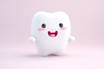 Cute tooth cartoon design on pink background. 