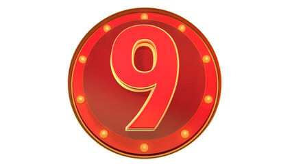 Obraz premium Red 3d number 9 on round shape 