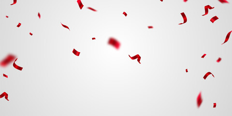 Celebration background with red zigzag confetti falling, vector illustration - obrazy, fototapety, plakaty