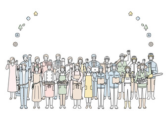 ガッツポーズの色々な職業の人たちのフレーム