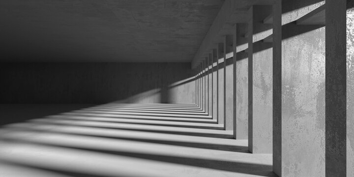 Abstract empty modern interior. Concrete walls © VERSUSstudio