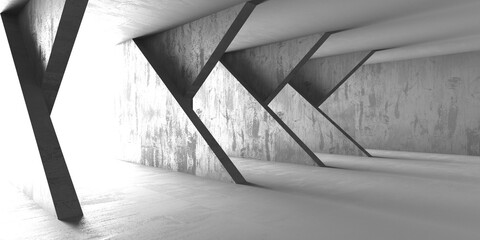Abstract empty modern interior. Concrete walls