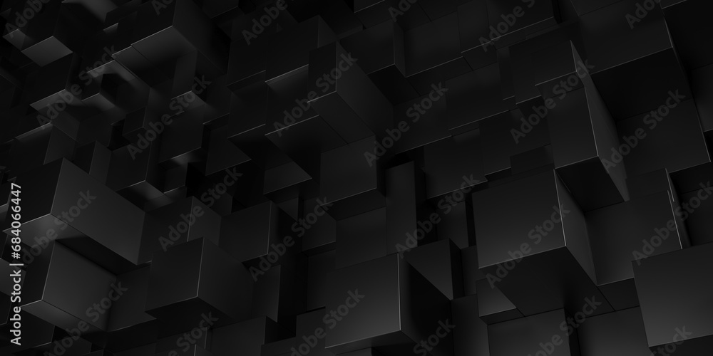 Wall mural black cube abstract texture background