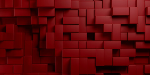 Abstract background of red cubes - obrazy, fototapety, plakaty