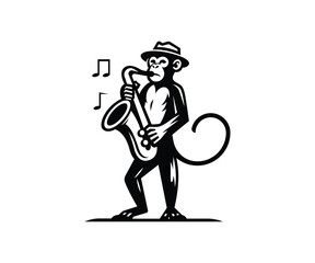 A Monkey Playing Saxophone Vector