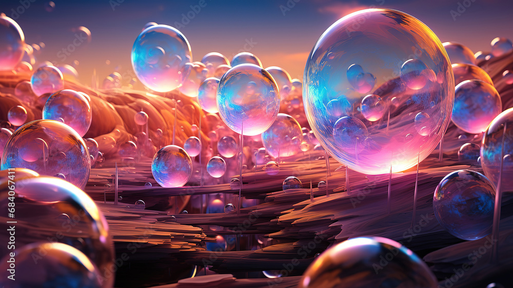 Poster glowing spaceship orbits planet in starry galaxy. generative ai