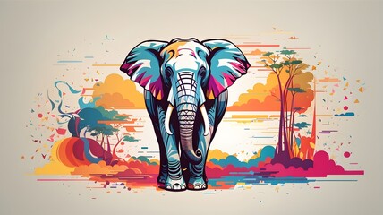 Colorful Elephant vector art, Generative Ai	
