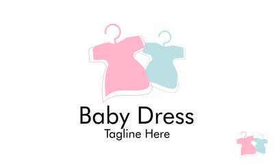 Kids Dress Logo Design Template With Hanger.