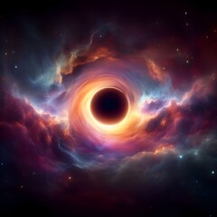 Black hole with a bright color , realistic.
