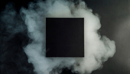 Thick white smoke floating behind the black square 