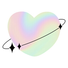 hologram heart with sparkle y2k retro style pastel blurred gragient 90s psychedelic Holographic minimal 