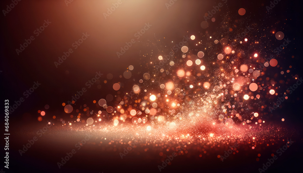 Poster Abstract brown background with warm glowing bokeh lights. Generative AI