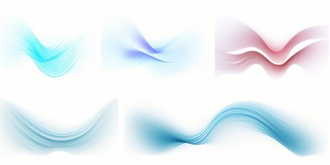 Air flow set of  elements on a white background. Abstract light effect blowing from an air conditioner, purifier or humidifier. Dynamic blurred flow, Generative AI  - obrazy, fototapety, plakaty