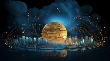 Fototapeta premium Futuristic Data Sphere: The Core of Cloud Technology