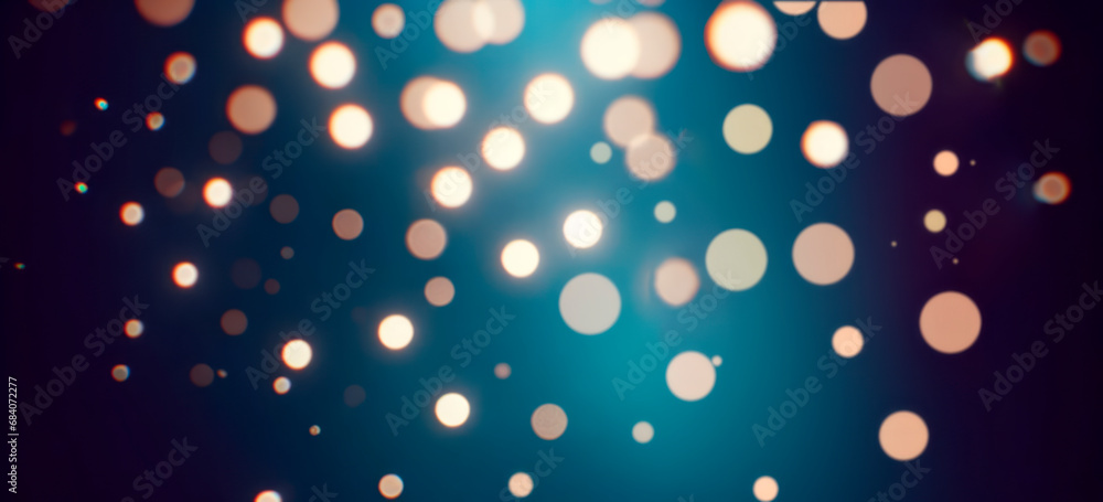 Poster Ethereal bokeh orbs against a deep blue gradient. Captivating light display concept. Generative AI