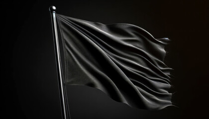 Luxurious black flag on dark background, sophisticated branding element. Generative AI - obrazy, fototapety, plakaty