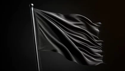 Fotobehang Luxurious black flag on dark background, sophisticated branding element. Generative AI © Who is Danny
