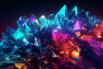 Graphic resources concept. Abstract colorful spectrum background illustration of macro crystals or broken glass. Vivid colorful background with copy space
