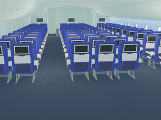 Fototapeta premium 誰もいない飛行機内の座席