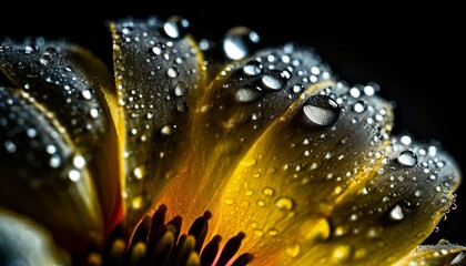 droplets othe surface of flower macro