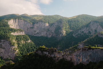 caucasus mountains with steep cliffs and precipices