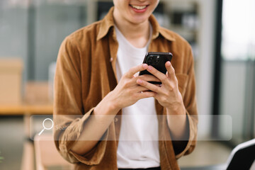 Fototapeta premium Searching Browsing Internet Data Information Networking Concept with blank search bar.