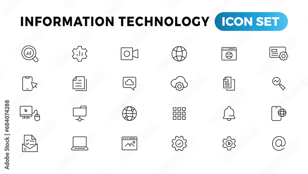 Poster information technology line icons collection. big ui icon set in a flat design. thin outline icons p