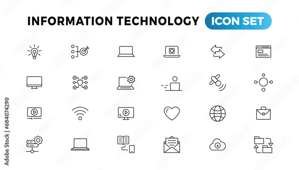 Poster information technology line icons collection. big ui icon set in a flat design. thin outline icons p