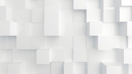Random rotated white cube boxes block background wallpaper banner with copy space, Generative AI 