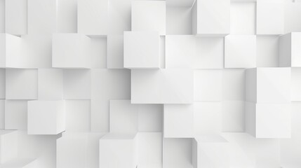 Random rotated white cube boxes block background wallpaper banner with copy space, Generative AI 
