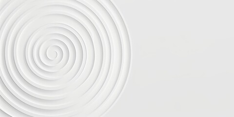 Fototapeta na wymiar Thin white concentric rings or circles fadign out background wallpaper banner flat lay top view from above on white background with copy space, Generative AI 
