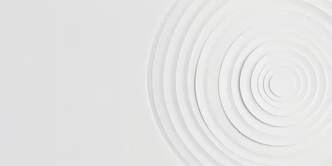 Tuinposter Thin white concentric rings or circles fadign out background wallpaper banner flat lay top view from above on white background with copy space, Generative AI  © Image Quotient