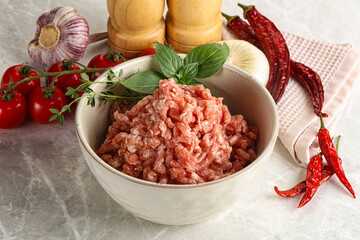 Raw minced pork uncooked meat