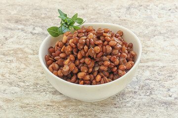Boiled lentil in the bowl