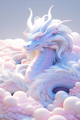 Obraz premium 年賀状辰年の龍、辰、ドラゴンの3Dイラスト
