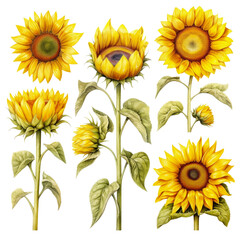 watercolor retro style sunflower illustration