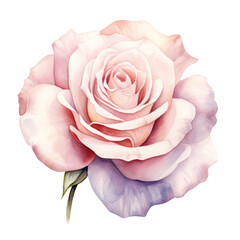 watercolor rose in retro style illustration isolated on white background