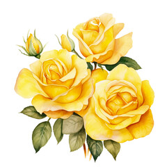 watercolor rose in retro style illustration isolated on white background