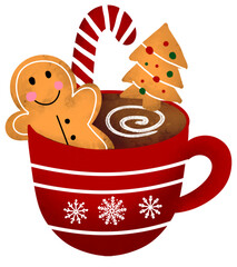 Christmas Coffee Mug Png. Transparent Background