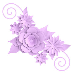 3D paper flower. Pastel flower. 3D illustration.