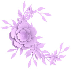 3D paper flower. Pastel flower. 3D illustration.