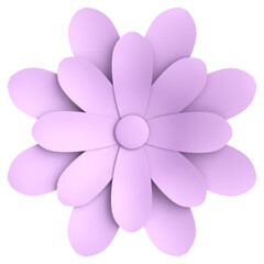 3D paper flower. Pastel flower. 3D illustration.