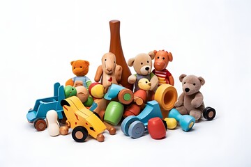 Assorted Collection of Colorful Toys on a Table for Playtime and Fun Activities for Kids and Toddlers Generative AI