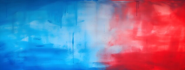 Vibrant Red and Blue Wall with White and Blue Background - Colorful Abstract Painting for Interior Design Generative AI
