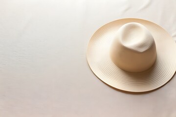 Fototapeta na wymiar Clean and Classic White Hat on a Crisp White Tablecloth for Timeless Style and Elegance Generative AI