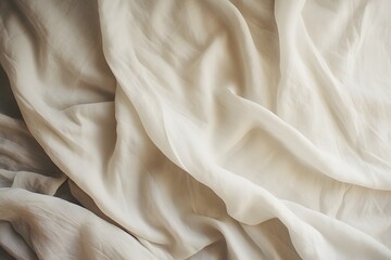 Clean and Crisp White Bed Sheet on Comfortable Bed for a Relaxing Night's Sleep Generative AI