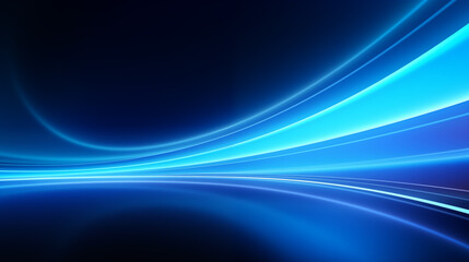 Abstract background of fluid blue light wave disappear in space, curve on dark backdrop