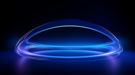 Light blue Twirl. Curve light effect of blue line. Luminous blue circle. Light blue pedistal, podium, platform, table